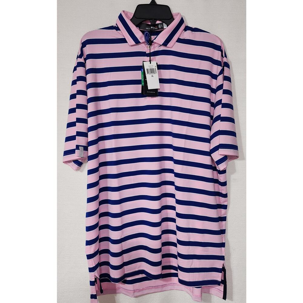 RLX Ralph Lauren Polo Men's XL Pink/Blue stripe NWT